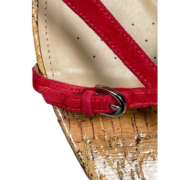 NYDJ Glam Strappy Sandals Women's 10 Wide Block Heel Red Slip-on Dainty Nautical - Picture 4 of 11